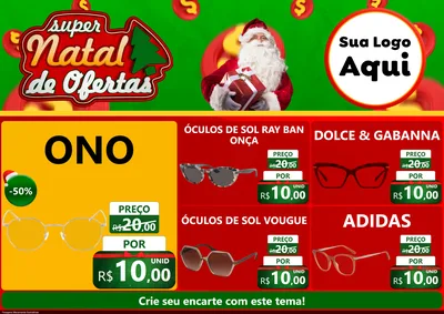 Modelo de Encarte para Encarte A4 Horizontal com o tema Super Natal de Ofertas para Óticas