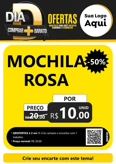 Modelo de Cartaz para Cartaz A4 Vertical com o tema Dia D Mais Economia para Papelaria