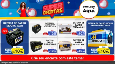 Modelo de TV para TV Horizontal com o tema Super Ofertas para Baterias Elétricas