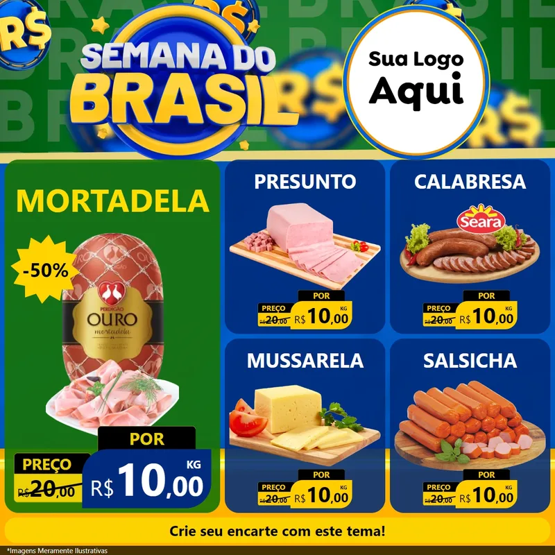 Modelo de Rede Social para Feed Facebook com o tema Semana Do Brasil para Frios e Laticínios