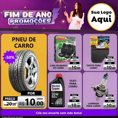 Modelo de Rede Social para Feed Facebook com o tema Fim de Ano Promoções para Auto peças