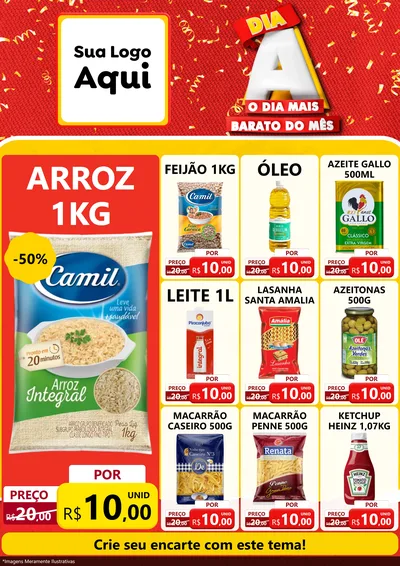 Modelo de Encarte para Encarte A4 Vertical com o tema Dia A o Dia Mais Barato do Mês para Supermercado