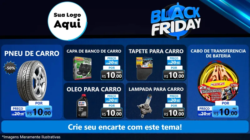 Modelo de TV para TV Horizontal com o tema Black Friday para Auto peças