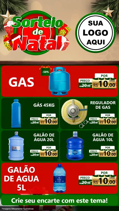 Modelo de TV para TV Vertical com o tema Sorteio de Natal para Água e gás