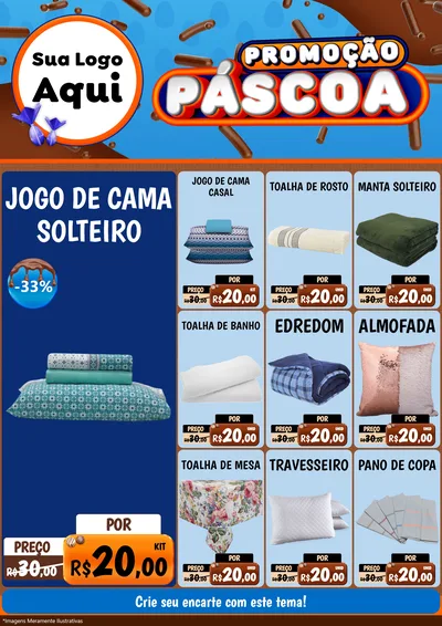 Modelo de Encarte para Encarte A4 Vertical com o tema Promoção Páscoa para Cama, Mesa e Banho