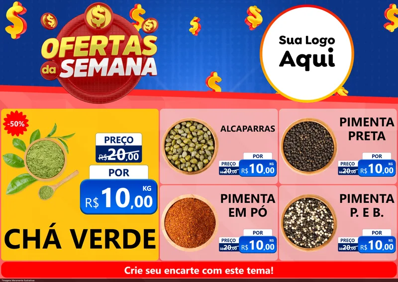 Modelo de Encarte para Encarte A4 Horizontal com o tema Ofertas Da Semana para Produtos Naturais