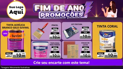 Modelo de TV para TV Horizontal com o tema Fim de Ano Promoções para Tintas e Ferramentas