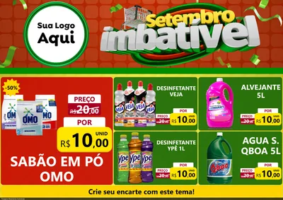 Modelo de Encarte para Encarte A4 Horizontal com o tema Setembro Imbatível para Produtos de Limpeza