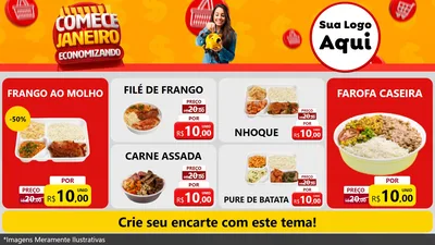 Modelo de TV para TV Horizontal com o tema Comece Janeiro Economizando para Restaurante