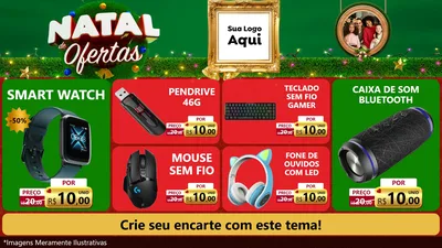 Modelo de TV para TV Horizontal com o tema Natal de Ofertas para Informática
