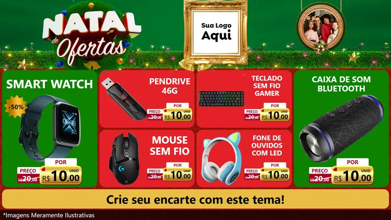 Modelo de TV para TV Horizontal com o tema Natal de Ofertas para Informática