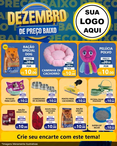 Modelo de Rede Social para Feed Instagram com o tema Dezembro de Preço Baixo para Pet Shop