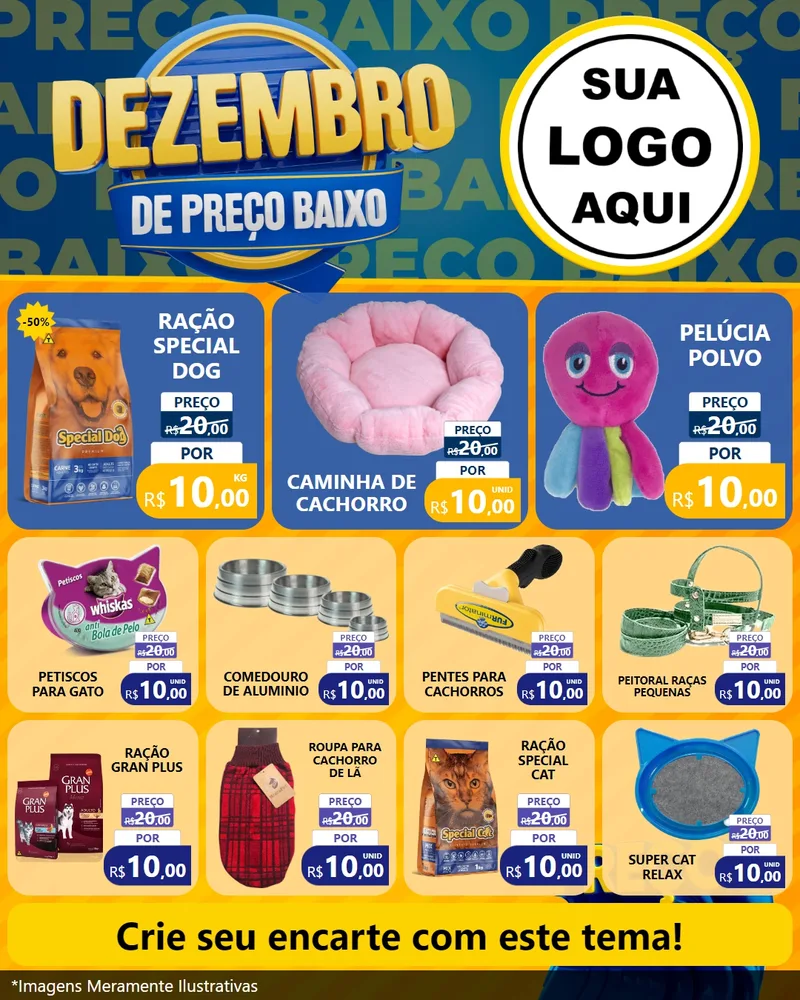Modelo de Rede Social para Feed Instagram com o tema Dezembro de Preço Baixo para Pet Shop
