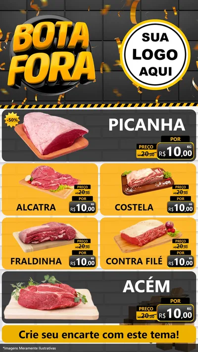 Modelo de TV para TV Vertical com o tema Bota Fora para Açougue