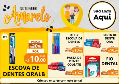 Modelo de Encarte para Encarte A4 Horizontal com o tema Setembro Amarelo para Higiene Pessoal