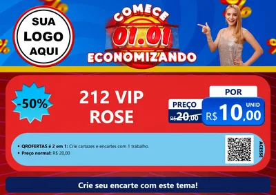Modelo de Cartaz para Cartaz A4 Horizontal com o tema Comece 1º de Janeiro Economizando para Perfumes