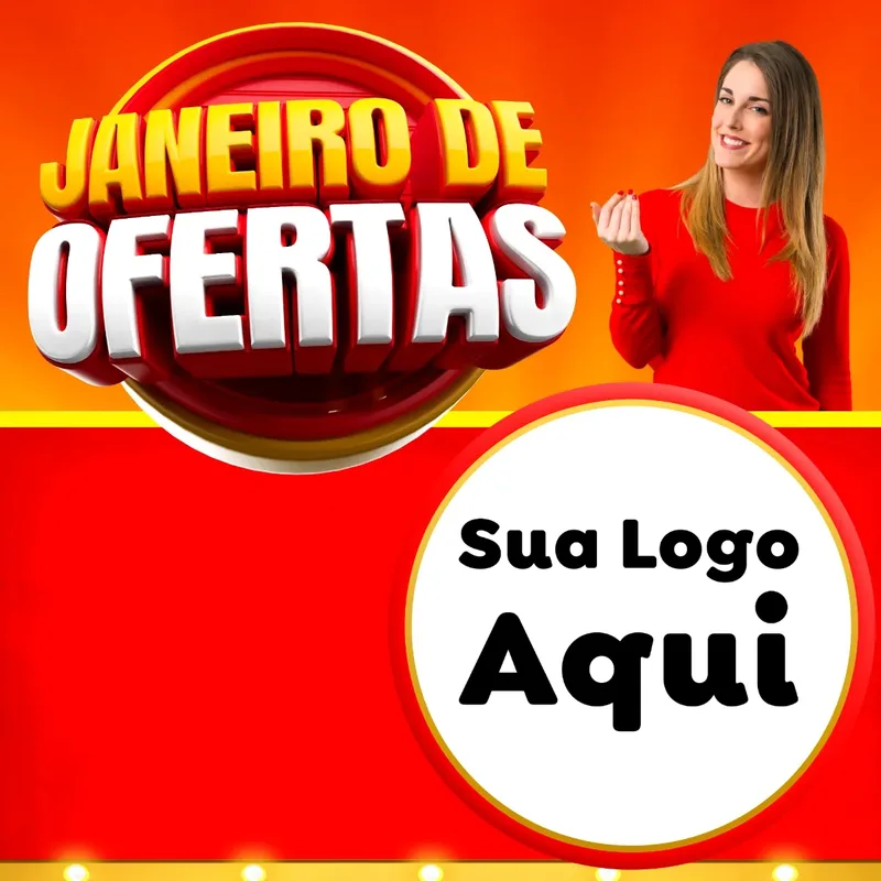 Modelo de Rede Social para Feed Facebook com o tema Janeiro de Ofertas para Supermercado