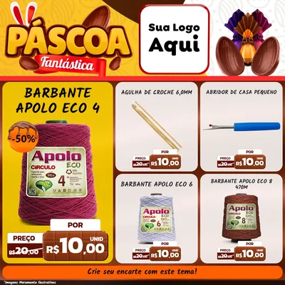 Modelo de Rede Social para Feed Facebook com o tema Páscoa Fantástica para Armarinho e Aviamentos