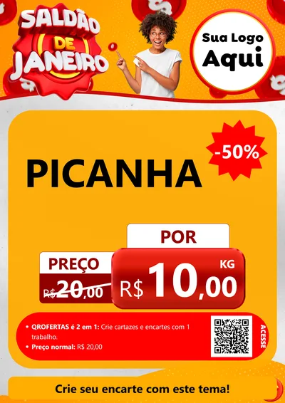 Modelo de Cartaz para Cartaz A4 Vertical com o tema Saldão de Janeiro para Açougue