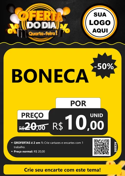 Modelo de Cartaz para Cartaz A4 Vertical com o tema Oferta do Dia - Quarta Feira! para Brinquedos