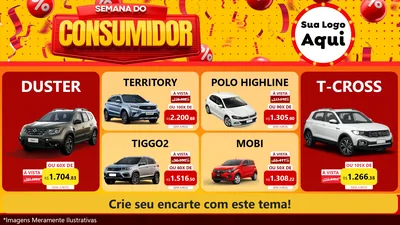 Modelo de TV para TV Horizontal com o tema Semana do Consumidor para Concessionaria de Carros