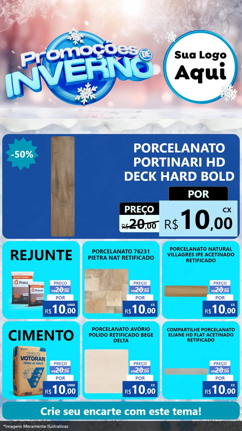 Modelo de Rede Social para Stories com o tema Promoções de Inverno para Pisos e revestimentos