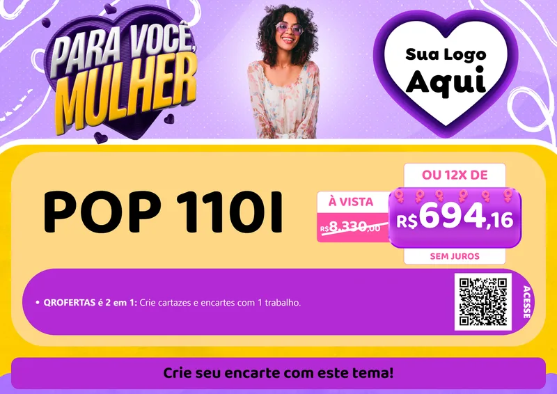 Modelo de Cartaz para Cartaz A4 Horizontal com o tema Para Você, Mulher para Concessionaria de Motos