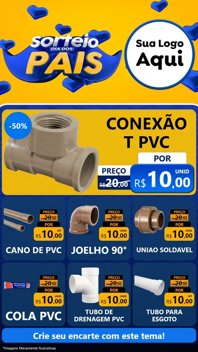 Modelo de Rede Social para Stories com o tema Sorteio Dia dos Pais para Tubos e conexões