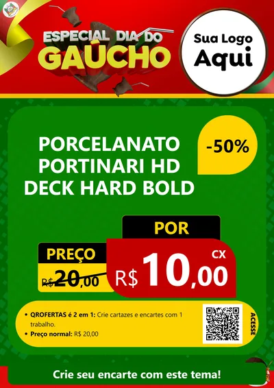 Modelo de Cartaz para Cartaz A4 Vertical com o tema Especial Dia do Gaúcho para Pisos e revestimentos