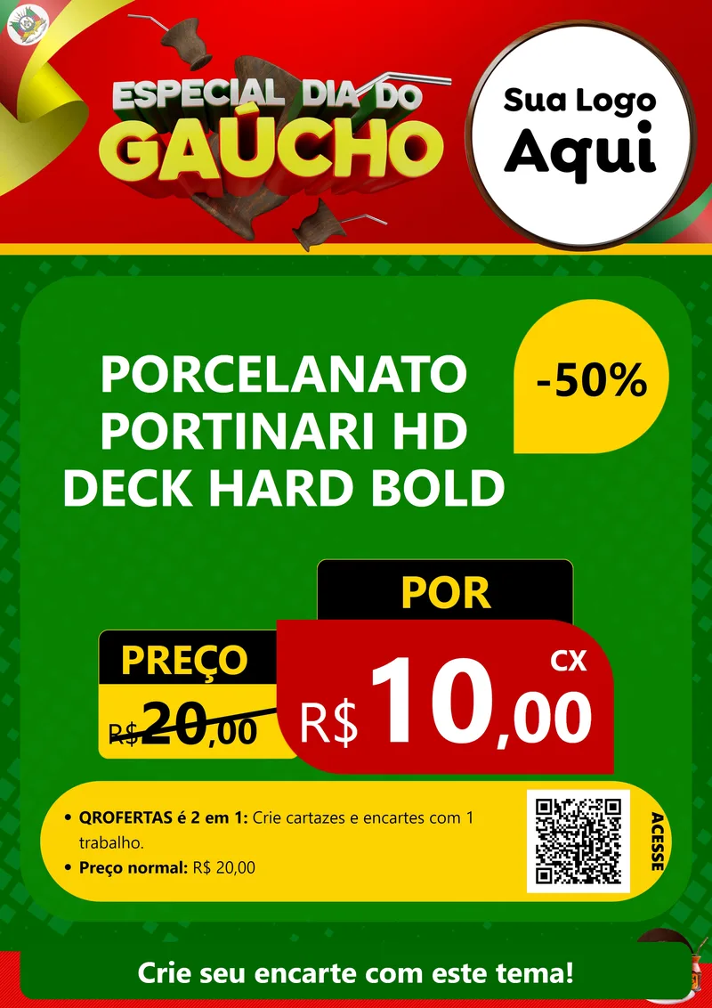Modelo de Cartaz para Cartaz A4 Vertical com o tema Especial Dia do Gaúcho para Pisos e revestimentos