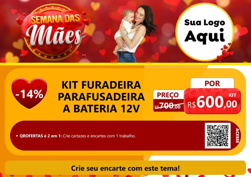 Modelo de Cartaz para Cartaz A4 Horizontal com o tema Semana das Mães para Maquinas e Ferramentas