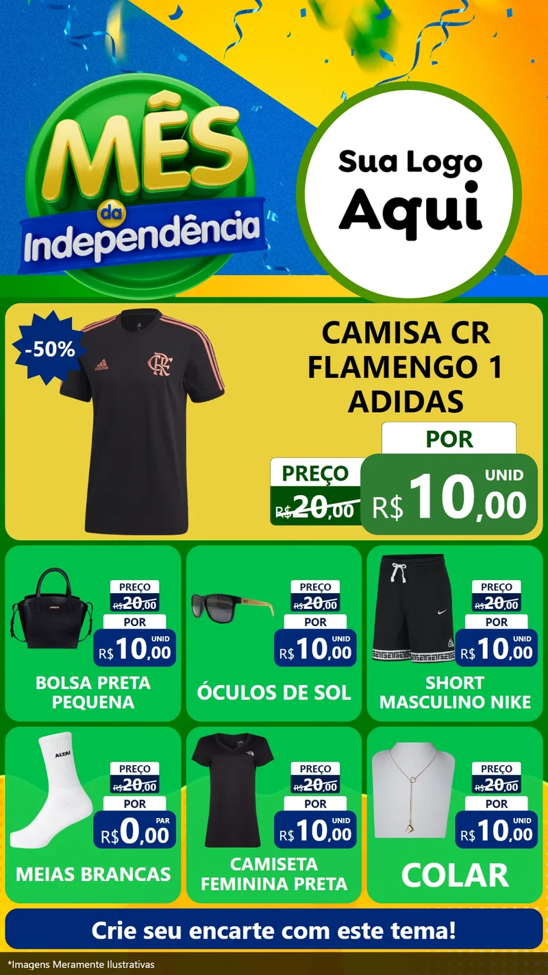 Modelo de Rede Social para Stories com o tema Mês da Independência para Roupas e acessórios