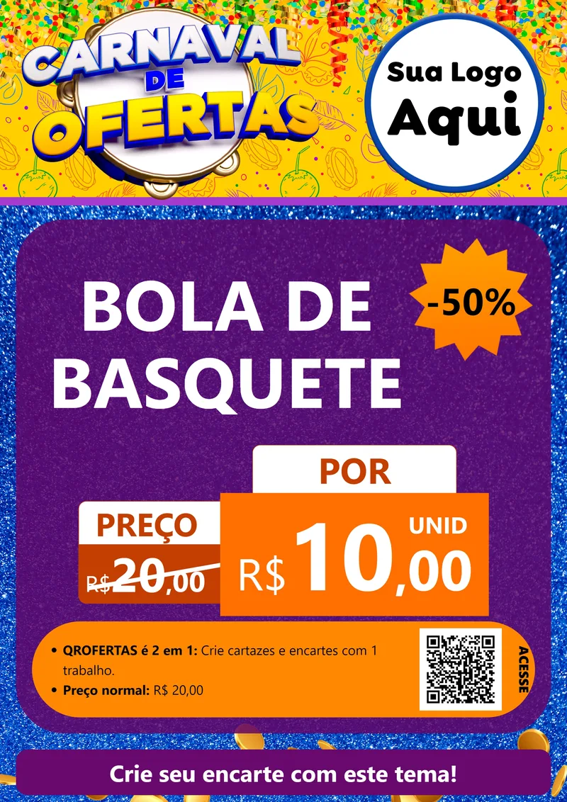 Modelo de Cartaz para Cartaz A4 Vertical com o tema Carnaval de Ofertas para Artigos Esportivos