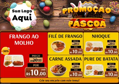 Modelo de Encarte para Encarte A4 Horizontal com o tema Promoção Páscoa para Restaurante