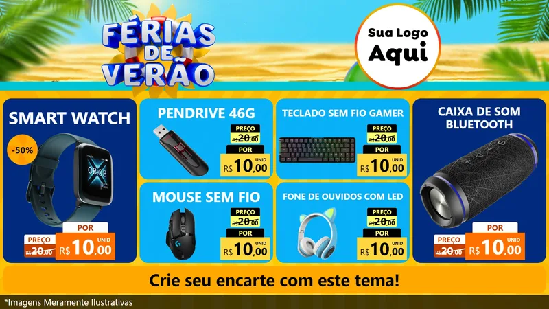 Modelo de TV para TV Horizontal com o tema Férias de Verão para Informática