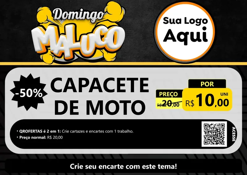 Modelo de Cartaz para Cartaz A4 Horizontal com o tema Domingo Maluco para Moto peças