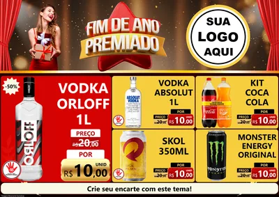 Modelo de Encarte para Encarte A4 Horizontal com o tema Fim de Ano Premiado para Distribuidora de bebidas