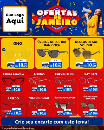Modelo de Rede Social para Feed Instagram com o tema Ofertas de Janeiro para Óticas