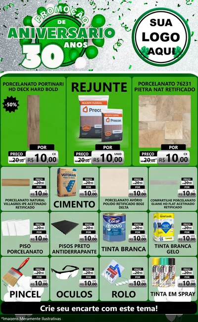 Modelo de Encarte para Encarte Grande com o tema Promoção de Aniversário - 30 Anos para Pisos e revestimentos