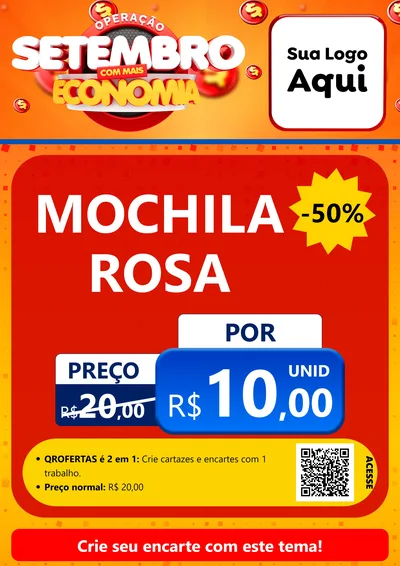 Modelo de Cartaz para Cartaz A4 Vertical com o tema Operação Setembro Com Muita Economia para Papelaria