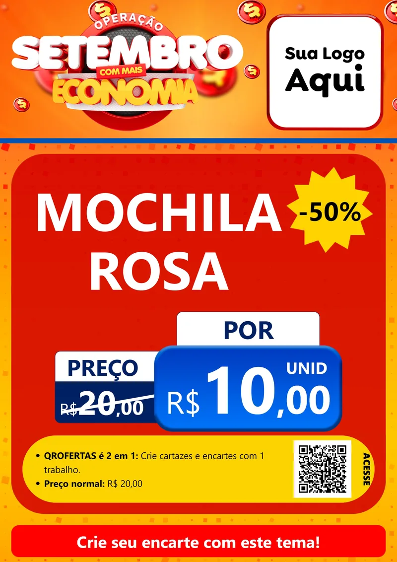 Modelo de Cartaz para Cartaz A4 Vertical com o tema Operação Setembro Com Muita Economia para Papelaria