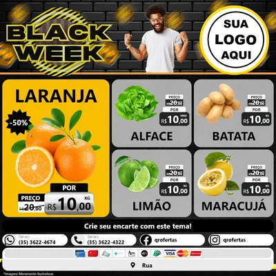 Modelo de Rede Social para Feed Facebook com o tema Black Week para Hortifrúti