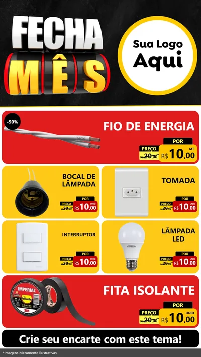 Modelo de TV para TV Vertical com o tema Fecha Mês para Materiais Elétricos