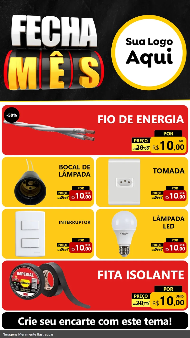 Modelo de TV para TV Vertical com o tema Fecha Mês para Materiais Elétricos