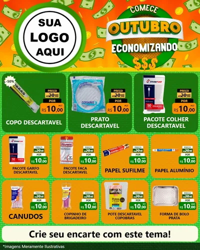 Modelo de Rede Social para Feed Instagram com o tema Comece Outubro Economizando para Embalagens