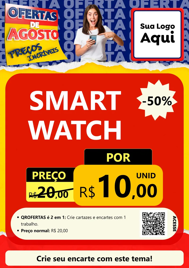 Modelo de Cartaz para Cartaz A4 Vertical com o tema Ofertas de Agosto - Preços Incríveis para Informática