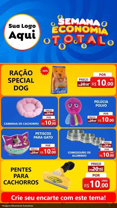 Modelo de TV para TV Vertical com o tema Semana Economia Total para Pet Shop