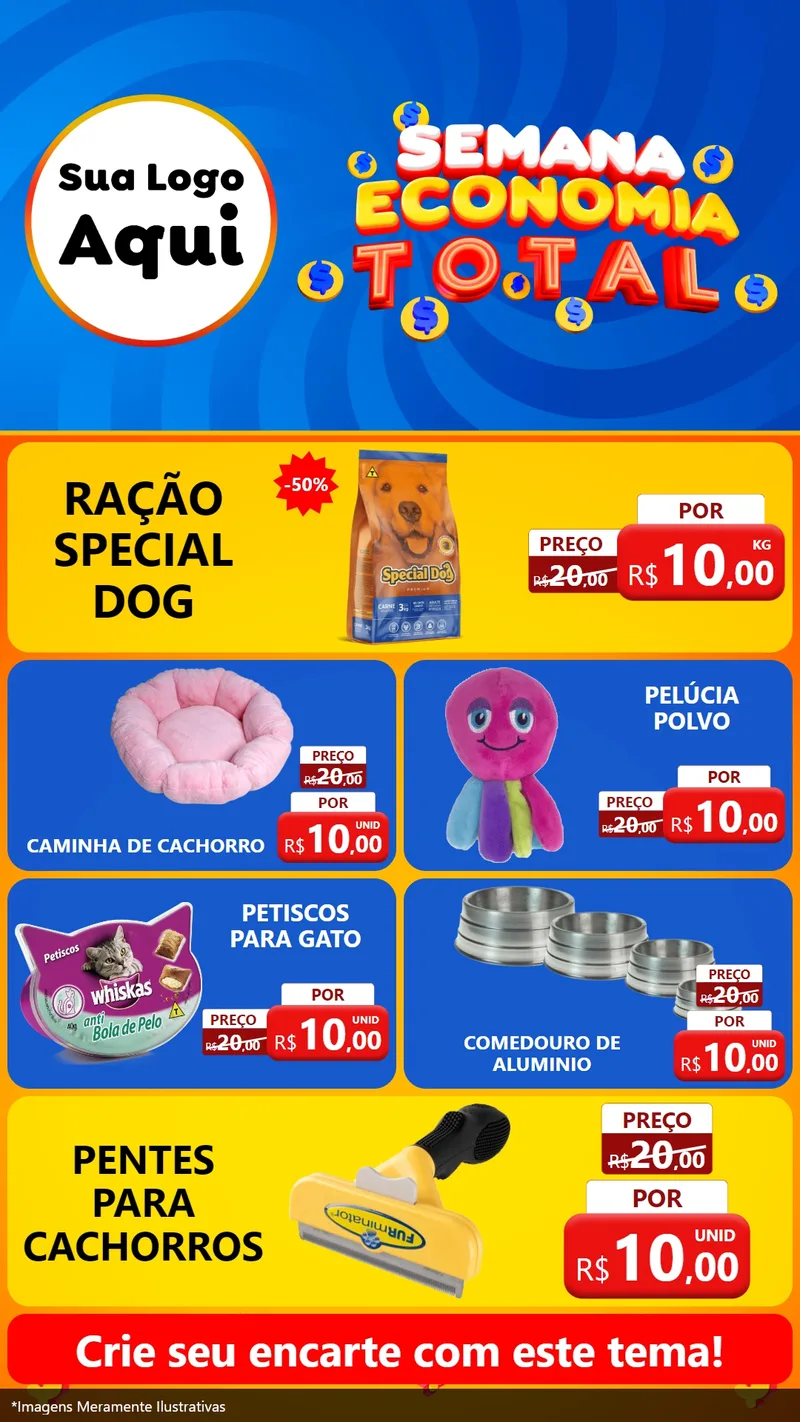 Modelo de TV para TV Vertical com o tema Semana Economia Total para Pet Shop