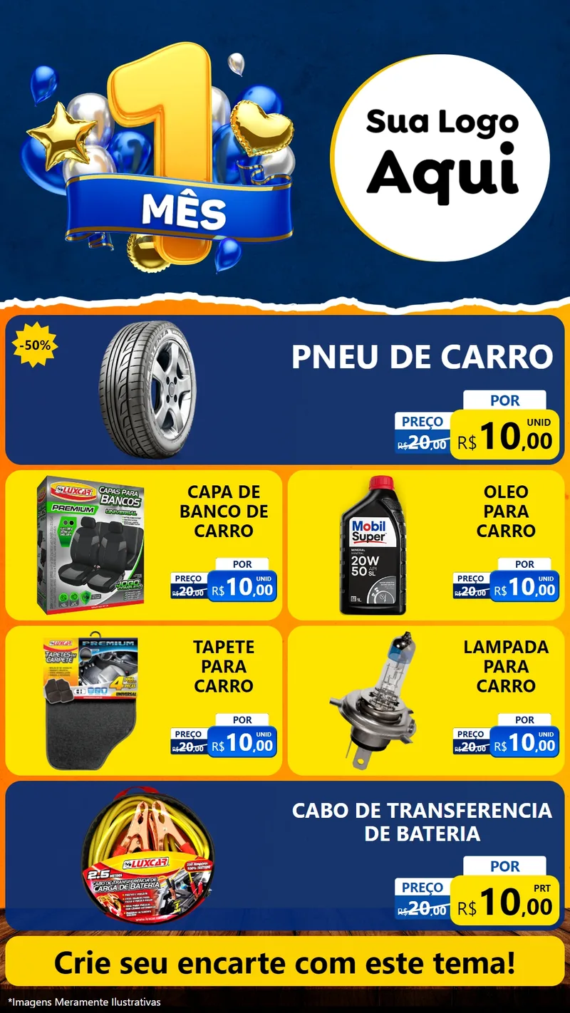 Modelo de TV para TV Vertical com o tema Um Mês de Aniversário para Auto peças