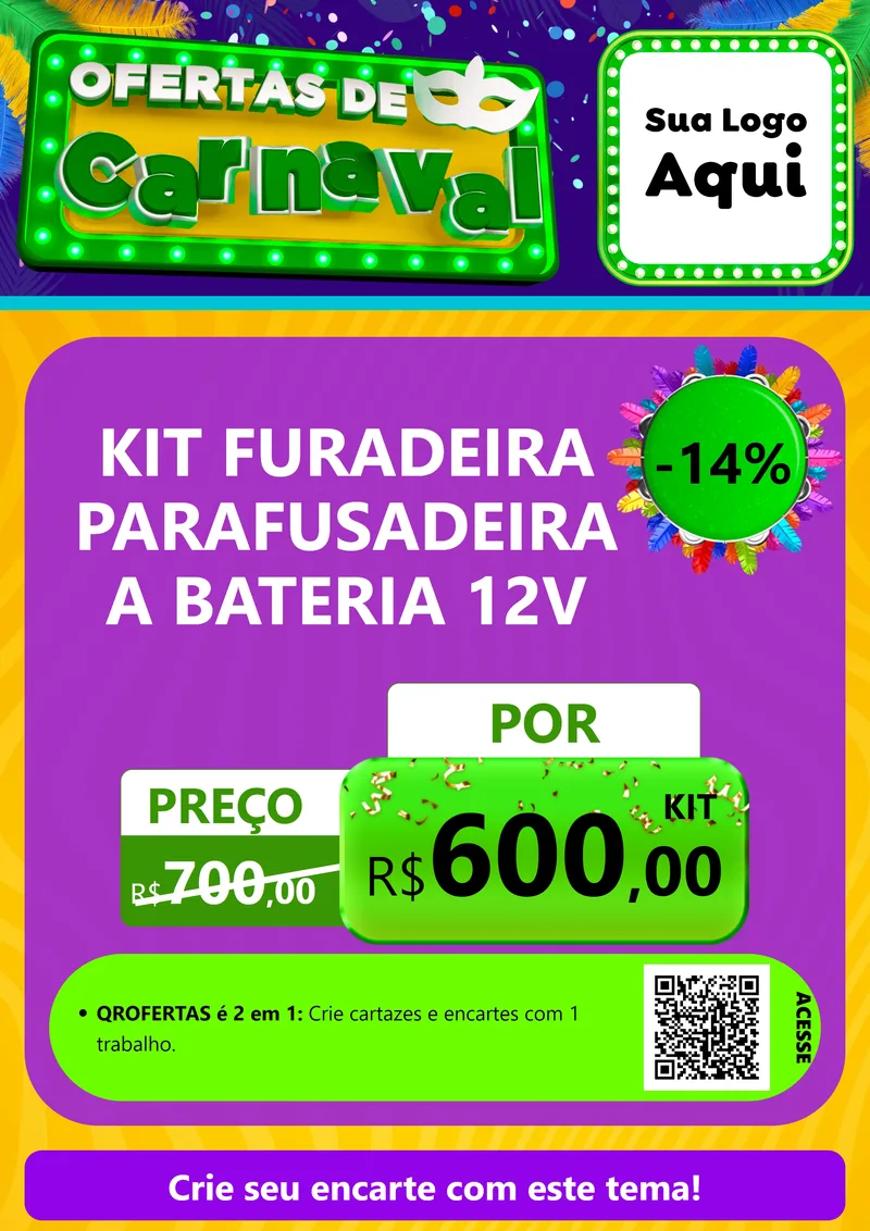 Modelo de Cartaz para Cartaz A4 Vertical com o tema Ofertas de Carnaval para Maquinas e Ferramentas